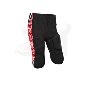 Pantalon de football noir pour homme avec impression par sublimation rouge, design protecteur, taille adulte, matière polyester - Product Image 5