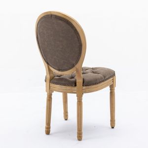 Sedia da Pranzo in Legno Massello Stile Francese con Decorazione Antica Dipinta a Mano, Fibbia e Finitura in Pelle Artificiale PU con Borchie - Product Image 6