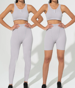 Conjunto de Yoga para Mujer, Diseño Sólido en la Parte Delantera, Transpirable y Ligero, 2 Piezas, Ropa Deportiva para Entrenamiento y Fitness - Product Image 2