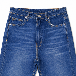 Jean en denim délavé coupe droite pour homme, taille mi-haute, coupe classique, en coton, style décontracté printemps - Product Image 3