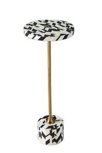 Round Living Room Coffee Table with Cone Tyle Rounded Edge Design Resin Wooden Bone Inlay Side Table Natural Crafts End Table - Product Image 3