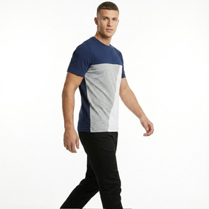 T-shirt streetwear haut de gamme pour homme avec empiècements, coutures personnalisées, tissu haute densité, vêtements de marque privée, usine de confection - Product Image 5