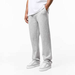 Ensemble de survêtement décontracté pour homme : sweat à capuche zippé gris chiné et pantalon de jogging coupe droite en coton épais et respirant, respectueux de l'environnement - Product Image 3
