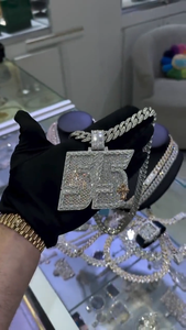 Colgante Personalizado con Letra, Plata de Ley 925, Moissanita VVS, Inicial del Alfabeto, Estilo Hip Hop, Joyería de Lujo para Hombre, Bañada en Rodio - Product Image 3