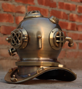 Casco de Buceo en Miniatura de 12 Pulgadas con Acabado Antiguo, Decoración Náutica para el Hogar, Réplica de Buzo de Aguas Profundas, Artículo Coleccionable Marítimo - Product Image 1