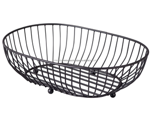 Corbeille à fruits moderne ovale en fil métallique noir mat pour comptoir de cuisine, idéale pour les légumes, les collations et le rangement du pain - Product Image 2