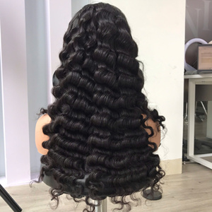 100% Vietnamese Raw <b>Hair</b> Wig Super Quality Deep Wave Natural Black <b>Color</b> Wholesale High Quality Product - Product Image 1