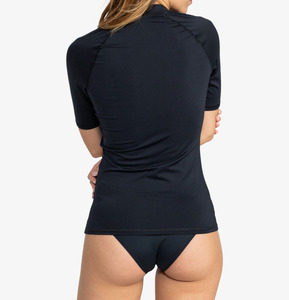 Maillots de bain personnalisés en sublimation pour la plage, le surf et la natation, respirants, protection solaire, unisexe, entièrement noirs, rashguard rythmique - Product Image 3