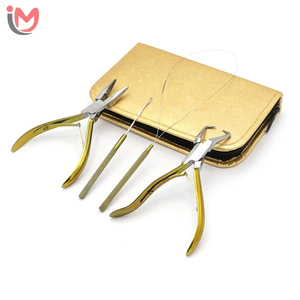 Professional Gold Stainless Steel Strong Hold Clip-On Hair Extension Pliers Tool Kit Leather Pouch <b>Needle</b> OEM - Product Image 2
