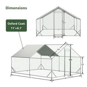 Corral Grande Impermeable de Alambre Galvanizado para Aves de Corral, Gallinas y Pollos; Corral Metálico para Conejos y Patos - Product Image 2