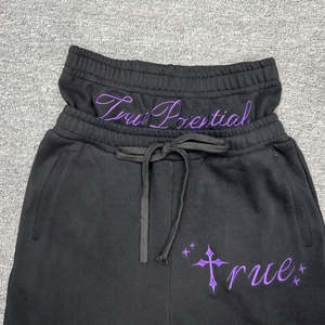 Pantalon de survêtement homme personnalisé pour l'hiver, patchwork peint, brodé, double taille, coupe droite décontractée avec jambe large évasée - Product Image 3