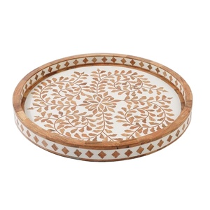 Produit solide Forme ronde Incrustation de luxe en bois et résine Plateau à chocolat Qualité chaude pour la maison Hôtel Utilisation Dernière conception Plateau de service - Product Image 1