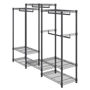 Appendiabiti su Ruote Regolabile e Resistente con 4 Aste Appendiabiti e 8 Ripiani Portaoggetti, Espositore Personalizzato per Armadio - Product Image 5