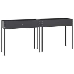 2 pz fioriere da giardino in acciaio zincato antracite vasi di fiori durevoli per uso esterno - Product Image 4