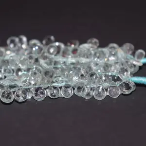 Perles d'aigue-marine bleues naturelles d'excellente coupe perles d'aigue-marine en forme de poire fabrication de bijoux aigue-marine