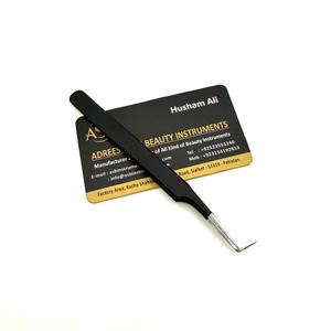 Pince à épiler noire mate à 90 degrés avec pointe en fibre, micro-grip, pince à volume, instrument de beauté L-Boot - Product Image 1