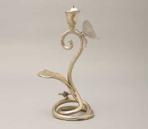 LumiNest <b>Silver</b> <b>Candlestick</b> Holder with Butterfly Design 10 Inch Height Durable Home Decoration - Product Image 3