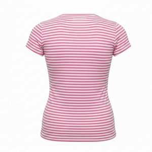 Robe rayée JJ pour femme, manches courtes, moulante, décontractée, été, coton extensible, coupe ajustée, mode streetwear, robe avec logo personnalisé - Product Image 2