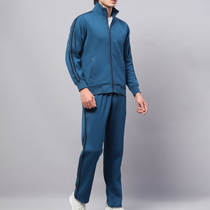Ensemble de survêtement décontracté d'hiver personnalisé imprimé et uni avec fermeture éclair pour hommes - Polyester/Coton - Product Image 4