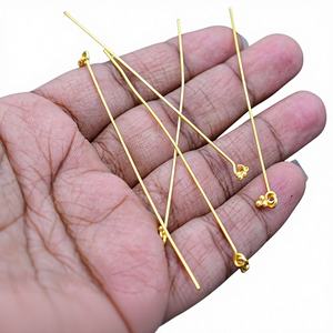 Épingle à tête Bali en argent sterling plaqué argent antique plaqué or 18 carats plaqué or calibre 21 épingle à œil de 3 pouces décorative Prem Bhaya - Product Image 1