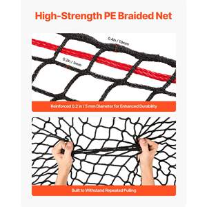 Filet à balles de foin en PE pour l'équitation, 5,91 x 5,91 x 5,91 pi, mailles de 1,65 pouce, conception sans nœuds, attaches zippées, modèle navette à aiguille - Product Image 3