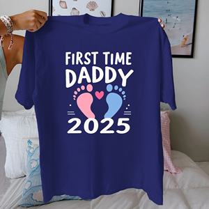 Footprints FIRST TIME DADDY T-shirt femme 2025 pur coton coupe confortable - Product Image 2