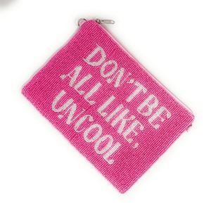 Beaded Quote Coin <b>Purse</b> Zipper Multicolor Statement Funny Text Custom Size Trendy Girls Handmade Clutch Motivational Gift - Product Image 2