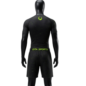 <b>Black</b> Neon Green Men Compression <b>T</b> <b>Shirt</b> and Shorts Set Breathable Stretch Fitness Gym Training Running Athletic Sportswear - Product Image 2