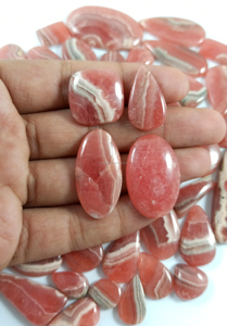 Rhodochrosite naturelle pierre précieuse en gros Rhodochrosite Cabochon lâche dos plat pour bricolage Art artisanat bijoux - Product Image 5