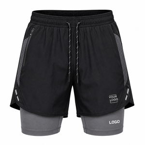Short de course pour homme 2026 noir en maille respirante et écologique avec poche zippée, doublure de compression, séchage rapide et imperméable - Product Image 1