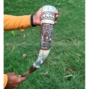 Viking Drinking Horn Engraved Design Horn <b>Large</b> Viking Drinking Horn with Stand <b>Cup</b> Mug Groomsmen Direct Factory Sell Customized - Product Image 2