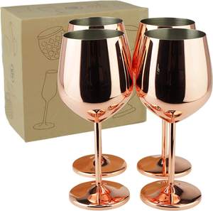 Copa de Vino de Cobre Color Oro Rosa con Diseño de Hojas Botánicas en Relieve, Copa de Metal con Tallo Largo para Comedor, Bodas, Bar, Hotel, Hogar - Product Image 5