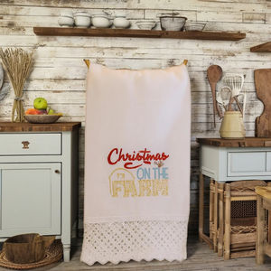 Serviette de toilette en lin pour invités, thème Noël à la ferme, serviette de cuisine rustique de style farmhouse, absorbante, en lin et coton, pour la décoration de la cuisine et de la salle de bain - Product Image 4