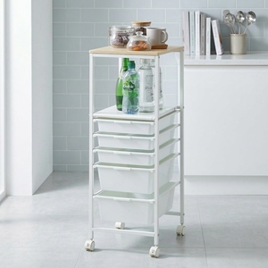 Meuble de rangement domestique, tiroir de rangement en plastique à 5 niveaux, 2 étagères, bureau, maison, salon, armoire, moderne, revêtement en poudre - Product Image 2