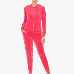 Ensemble de jogging sur mesure à texture lisse, couleur unie minimaliste, ensemble de loisirs haut de gamme, survêtement en velours pour femme - Product Image 5