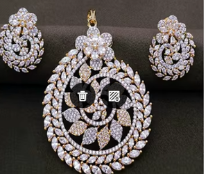 Ensemble de pendentifs de créateur avec boucles d'oreilles avec pierres AD Look pour les fêtes de mariage pour les femmes - Product Image 2