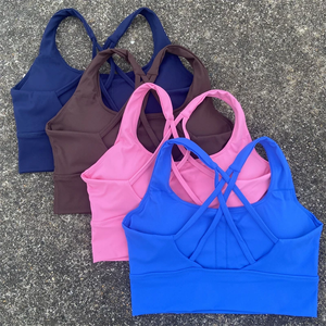 Cross Straps Sports Bra Gym Crop Top Yoga Vest Women High Impact Fitness Bralette Push Up <b>Running</b> Underwear With Chest <b>Pad</b> - Product Image 1