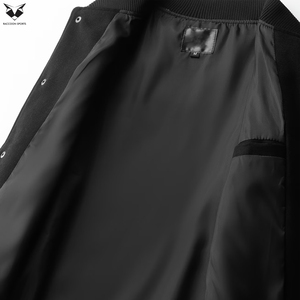Custom Wholesale Men's Varsity Jacket Premium Wool Body PU Leather Sleeves Embroidery Letterman Jacket Streetwear - Product Image 3