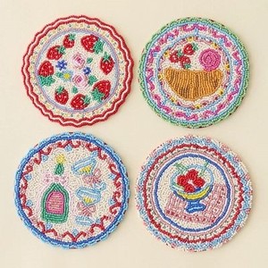Modern Decorative Embroidery Seed <b>Beaded</b> <b>Coaster</b> Set Luxury Home Accent Table Protection Mats For Hotels Restaurants And Cafes - Product Image 6