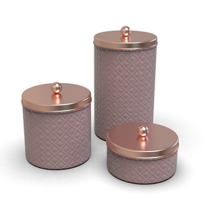 Recipientes Metálicos Cilíndricos para Almacenamiento de Alimentos con Tapas Metálicas Herméticas para la Conservación de la Frescura, Juego de 3 para Cocina, Diseño Moderno - Product Image 1
