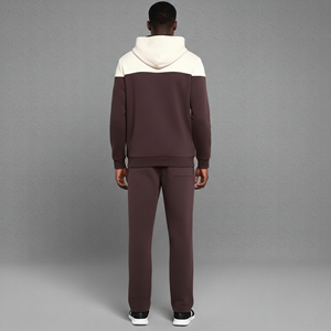 Survêtement à capuche pour homme de haute qualité, fermeture éclair intégrale, color block, 100 % coton, décontracté, pour l'automne, avec logo frontal, style streetwear - Product Image 3