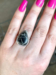 925แหวนชุบเงินแท้เครื่องประดับหรูปรับได้สีดำ - Product Image 4