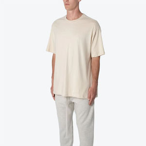 Custom <b>Logo</b> Blank Solid Polyester/Cotton Knitted Oversized Athletic T-Shirt Lightweight Breathable Quick Dry Sportswear for Men - Product Image 1