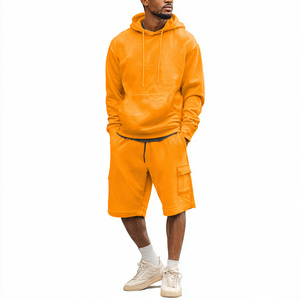 Spring <b>Shorts</b> <b>Set</b> Breathable Fleece Hoodie Jogger <b>Shorts</b> <b>Set</b> Men Loose High Waist Polyester/Cotton Outdoor Sweat <b>Shorts</b> - Product Image 5