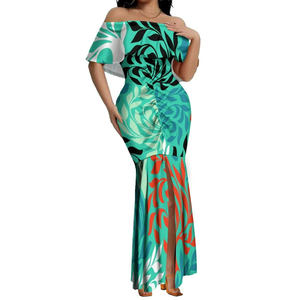 Nouvelle robe de soirée longue et élégante pour femme, style hawaïen, imprimé fleurs d'hibiscus, coupe sirène ajustée, avec fente, sur mesure - Product Image 4