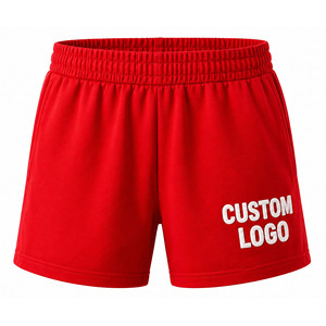 Custom Logo Women's <b>Crop</b> <b>Top</b> Shorts Set <b>Red</b> Casual Summer Outfit Solid Color Loose Fit Crew Neck Breathable 100% Cotton Jersey - Product Image 5