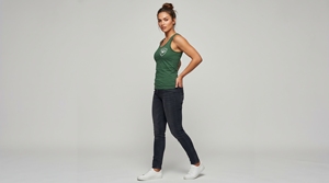 Women's Green <b>Knitted</b> <b>Tank</b> <b>Top</b> Scoop Neck Solid Color Breathable Casual Front Logo Heat-Transfer Printed - Product Image 5