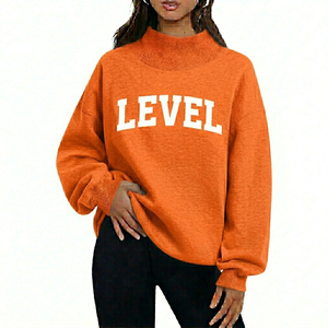 Sweat-shirt à col montant pour femme, style streetwear, pull oversize, polaire chaud, décontracté, tenue d'hiver douce et confortable pour le quotidien - Product Image 1