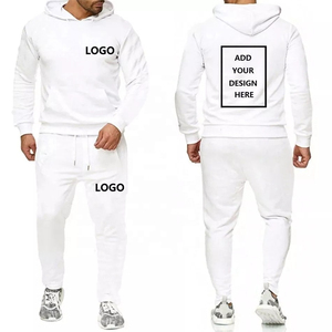 Conjunto Deportivo de Hombre con Sudadera con Capucha Negra de Forro Polar Ecológico, Pantalones Deportivos, Manga Larga, Color Sólido, Diseño con Bolsillos, Transpirable, para Invierno - Product Image 2