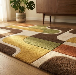 Alfombra de Lana Abstracta de Pelo Corto Hecha a Mano, Antibacteriana, Apta para Mascotas, Antideslizante y Ecológica - Product Image 6